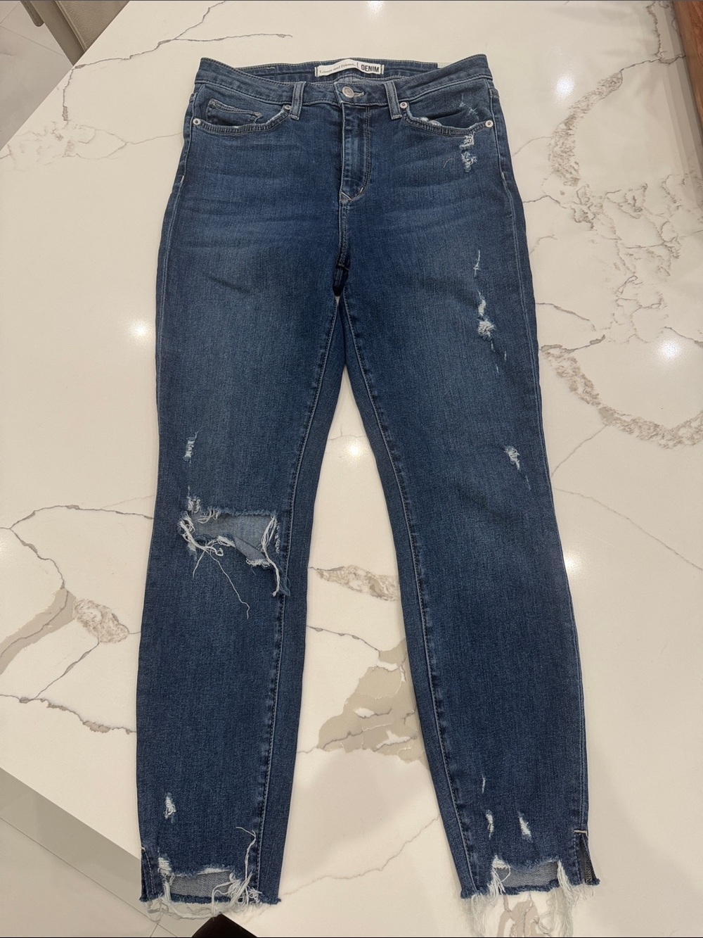 Lovers + Friends Medium Blue Skinny Distressed Jeans